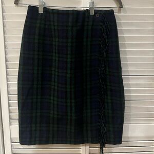 Elegant Black and Green Plaid Pencil Skirt